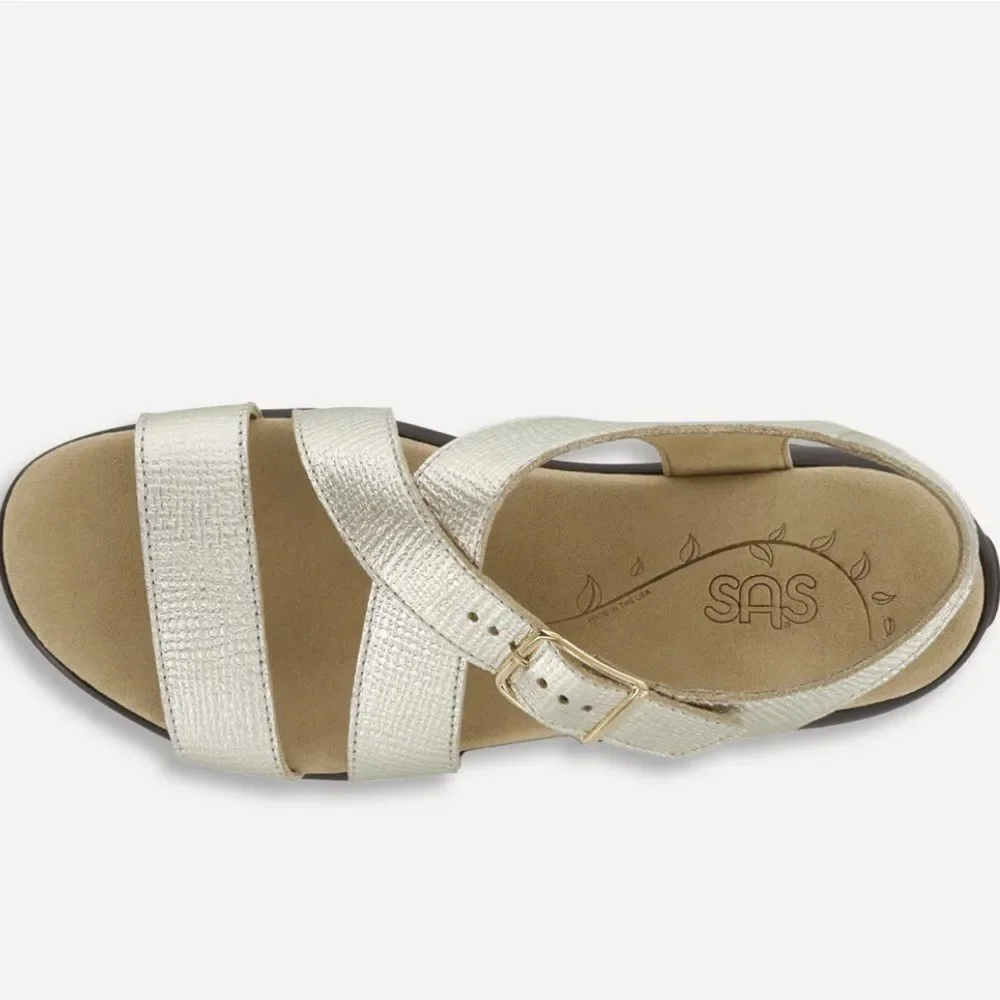 SAS LAGUNA GOLD LINEN SANDALS.